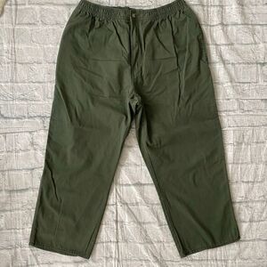 Puritan men L cotton blend pull-on casual chino pants olive green